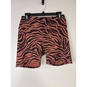 Fabletics PowerHold Tiger Print High Waist Biker Shorts Crisscross Back L